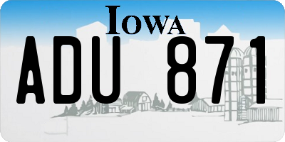 IA license plate ADU871