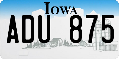 IA license plate ADU875