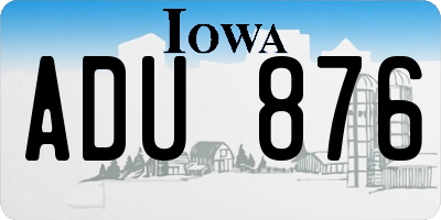 IA license plate ADU876