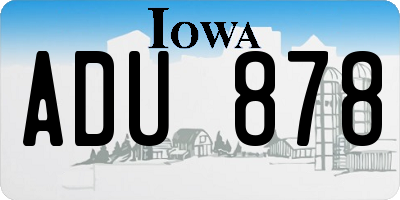 IA license plate ADU878
