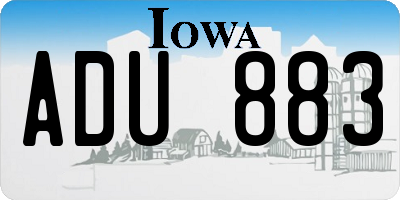 IA license plate ADU883