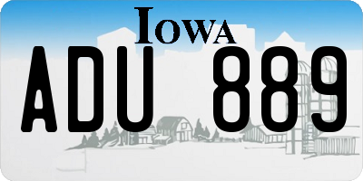 IA license plate ADU889