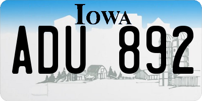 IA license plate ADU892