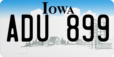 IA license plate ADU899