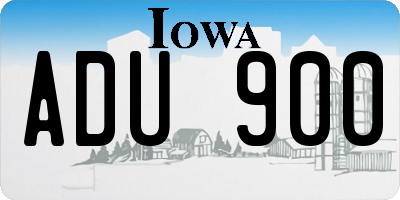 IA license plate ADU900