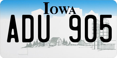 IA license plate ADU905