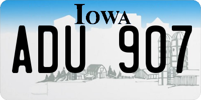 IA license plate ADU907