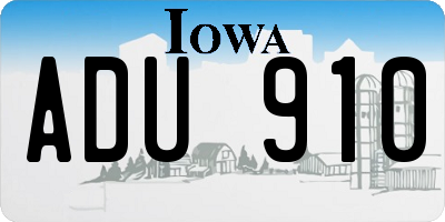 IA license plate ADU910