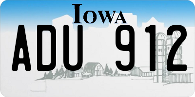 IA license plate ADU912