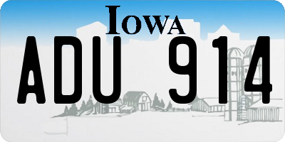 IA license plate ADU914