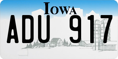 IA license plate ADU917