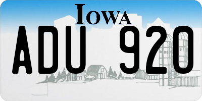 IA license plate ADU920
