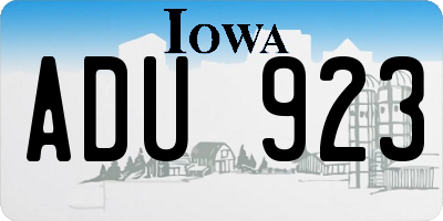 IA license plate ADU923