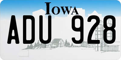 IA license plate ADU928