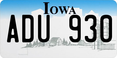 IA license plate ADU930