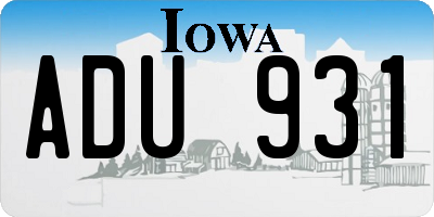 IA license plate ADU931