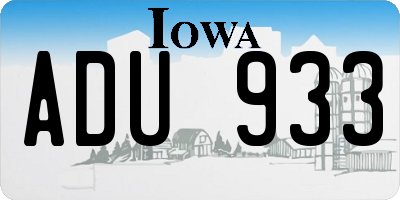 IA license plate ADU933