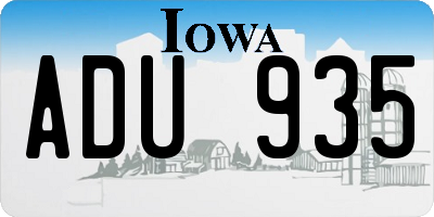 IA license plate ADU935