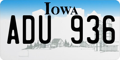 IA license plate ADU936