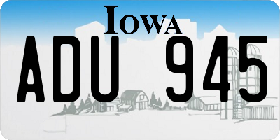 IA license plate ADU945