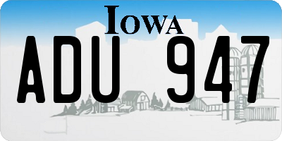 IA license plate ADU947