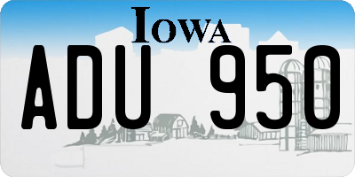 IA license plate ADU950