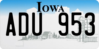 IA license plate ADU953