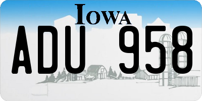 IA license plate ADU958