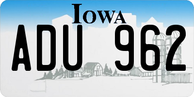 IA license plate ADU962