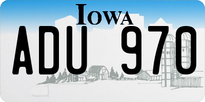 IA license plate ADU970
