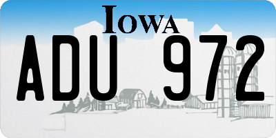 IA license plate ADU972