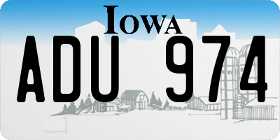 IA license plate ADU974