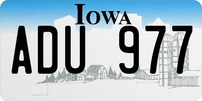 IA license plate ADU977