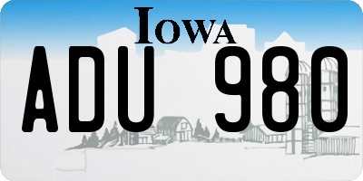 IA license plate ADU980