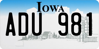 IA license plate ADU981
