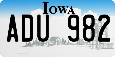 IA license plate ADU982