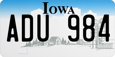 IA license plate ADU984