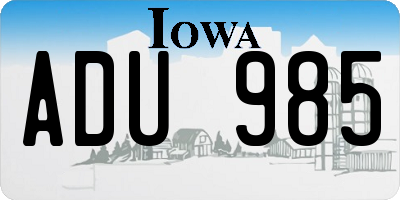 IA license plate ADU985