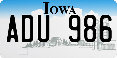 IA license plate ADU986