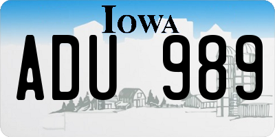 IA license plate ADU989