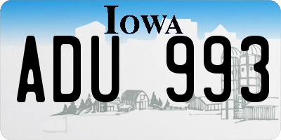 IA license plate ADU993