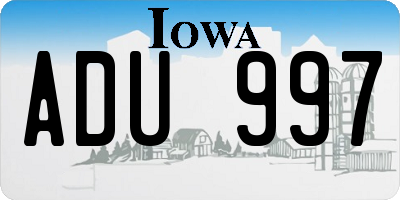 IA license plate ADU997