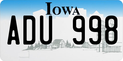 IA license plate ADU998