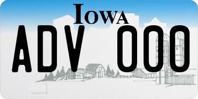 IA license plate ADV000