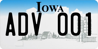 IA license plate ADV001