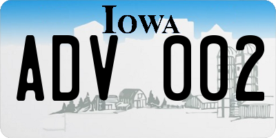 IA license plate ADV002