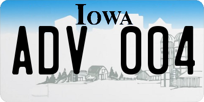 IA license plate ADV004