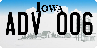 IA license plate ADV006