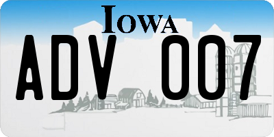 IA license plate ADV007