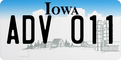 IA license plate ADV011